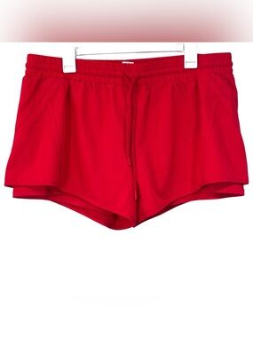 Zyia Red Lined Stretch Drawstring Waist Activewear Shorts Size XXL Women